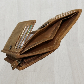 flevado Geldbörse Unisex Damen Herren Echt Leder RFID Schutz Hellbraun